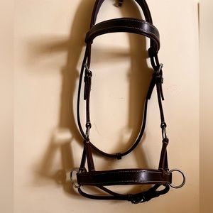 Havana brown and purple western side pull bridle